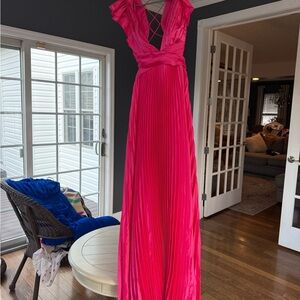 Luxxel Fuchsia Pleated Maxi Dress size L